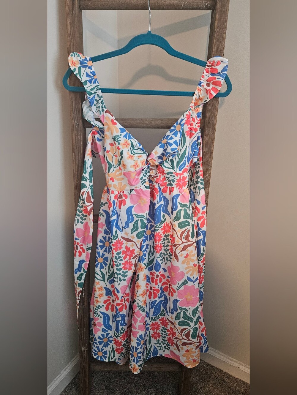 Floral Sundress with Pastel Multi-Color Print - White Background
